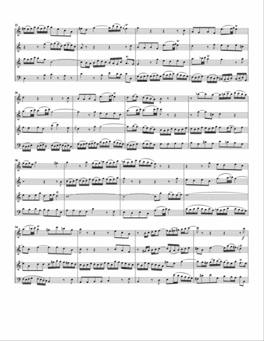 Aria: Gott schickt uns Mahanaim zu from Cantata BWV 19 (arrangement for 4 recorders) Recorder scores gallery preview page 2