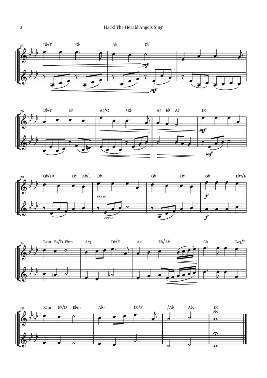 Hark! The Herald Angels Sing - Christmas Carol Duet Trumpet Duet scores gallery preview page 2
