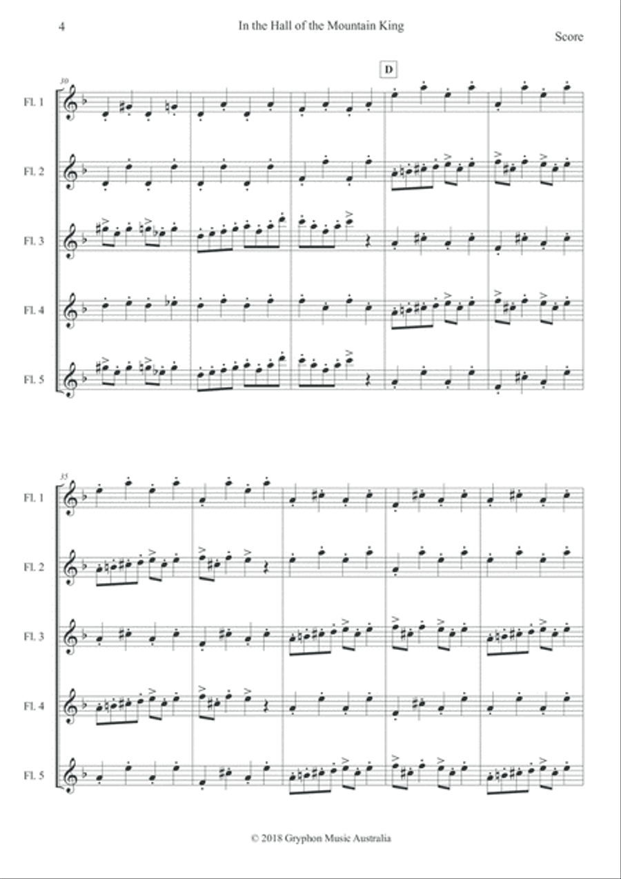 In the Hall of the Mountain King (arranged for flute quintet) Woodwind Quintet scores gallery preview page 5