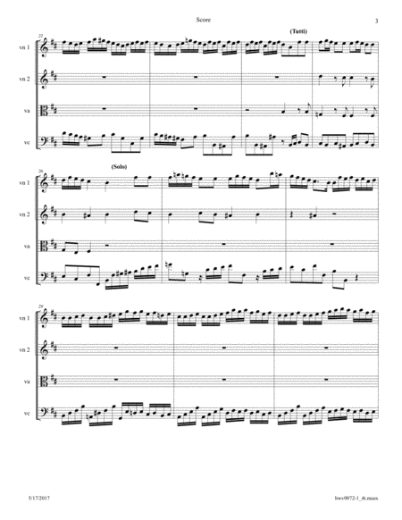 Bach: BWV 972 Mvt 1 after Violin Concerto by Vivaldi RV 230; Arr. for String Quartet image number null