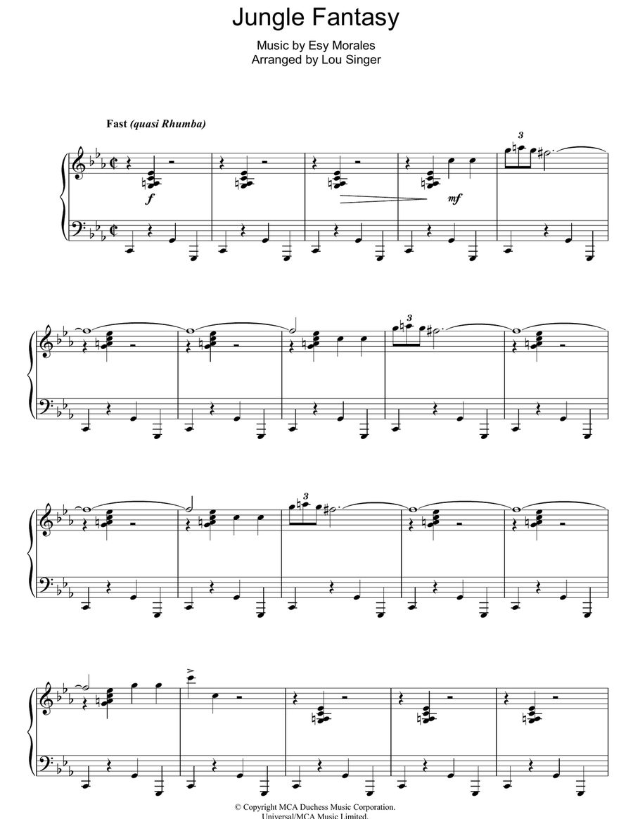 Jungle Fantasy Piano, Vocal, Guitar scores gallery preview page 1