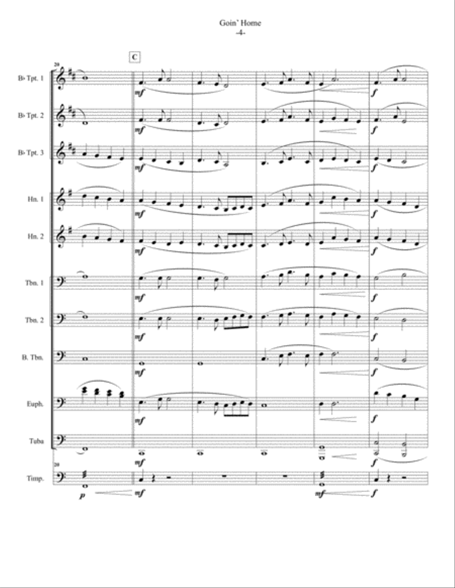 Goin’ Home by Antonin Dvorak for Brass Ensemble Brass Ensemble scores gallery preview page 6