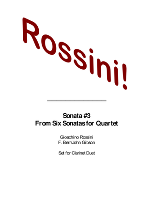 Book cover for Rossini Sonata #3 set for Clarinet Duet