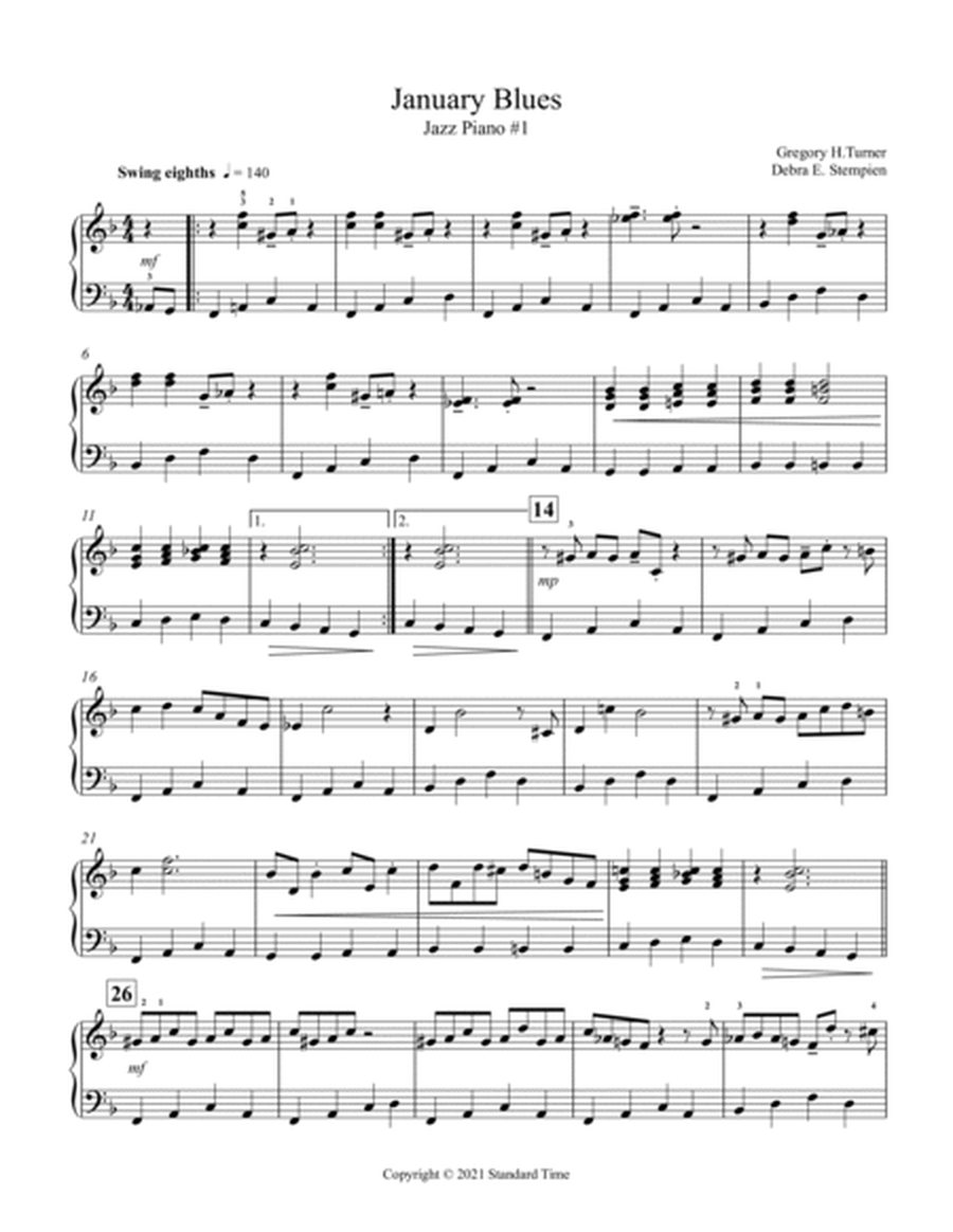 January Blues Piano Solo (Jazz Piano #1) for Intermediate Jazz Instruction image number null