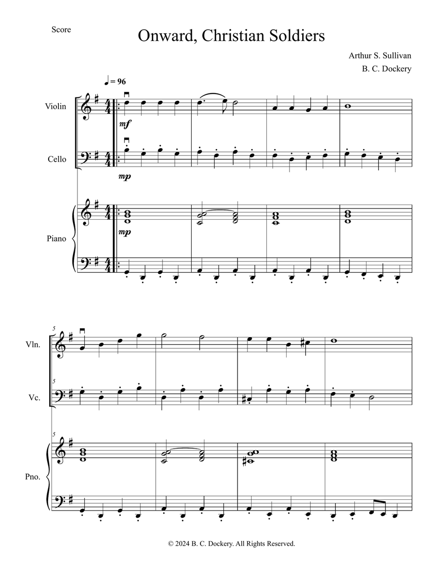 Onward Christian Soldiers (Violin and Cello Duet with Piano Accompaniment) Piano Trio scores gallery preview page 1