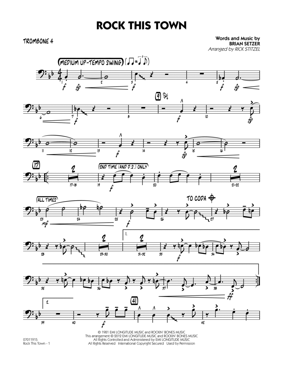 Rock This Town - Trombone 4 Jazz Ensemble scores gallery preview page 1