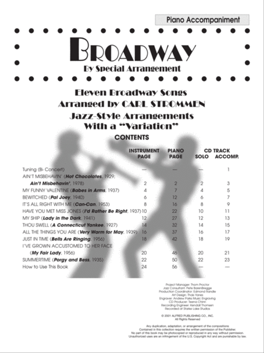 Broadway By Special Arrangement - Piano Accompaniment