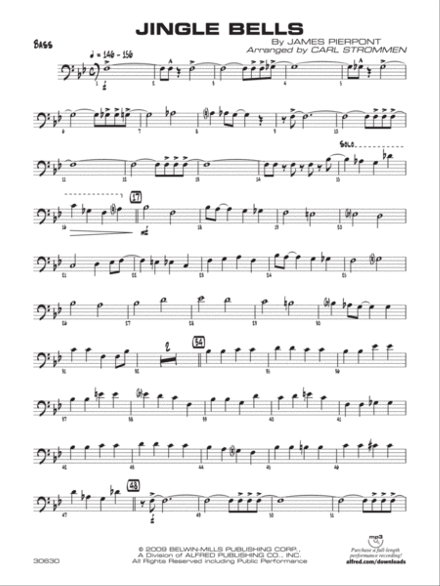 Jingle Bells: String Bass Jazz Ensemble scores gallery preview page 1
