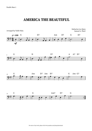 Book cover for America The Beautiful - Double Bass (+ CHORDS)