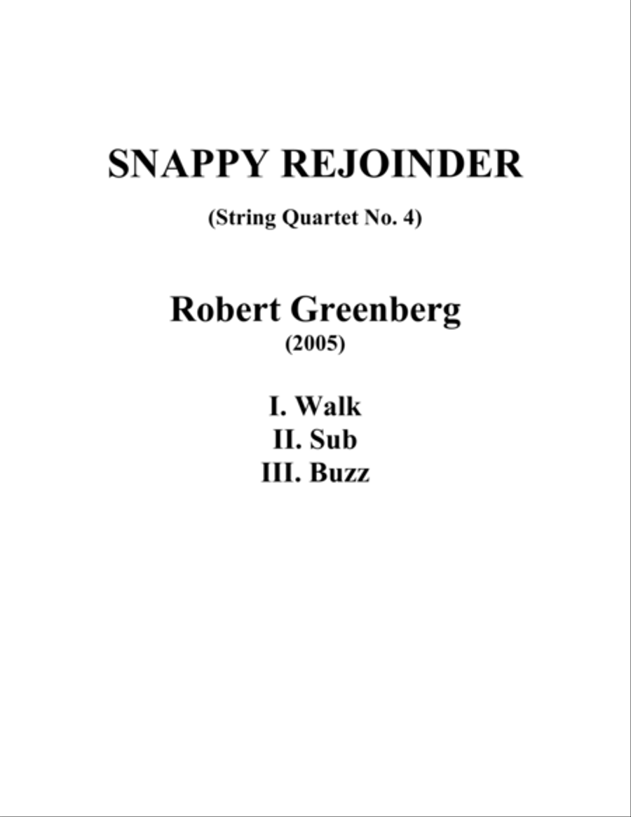 String Quartet No. 4: Snappy Rejoinder String Quartet scores gallery preview page 1