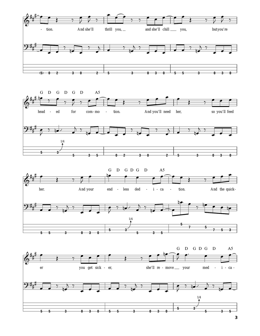 Firehouse Bass Guitar Tablature scores gallery preview page 3