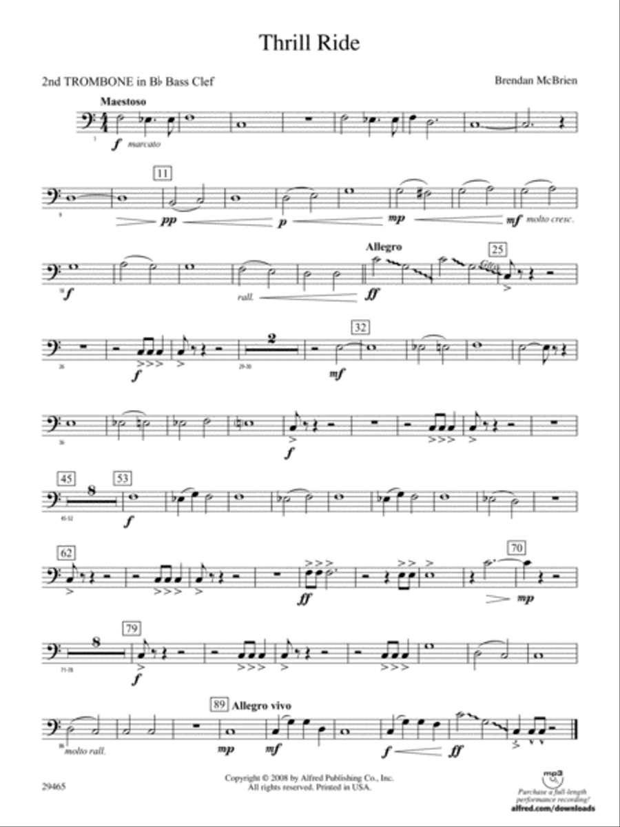 Thrill Ride: (World Part) 2nd B-flat Trombone B.C. Concert Band scores gallery preview page 1