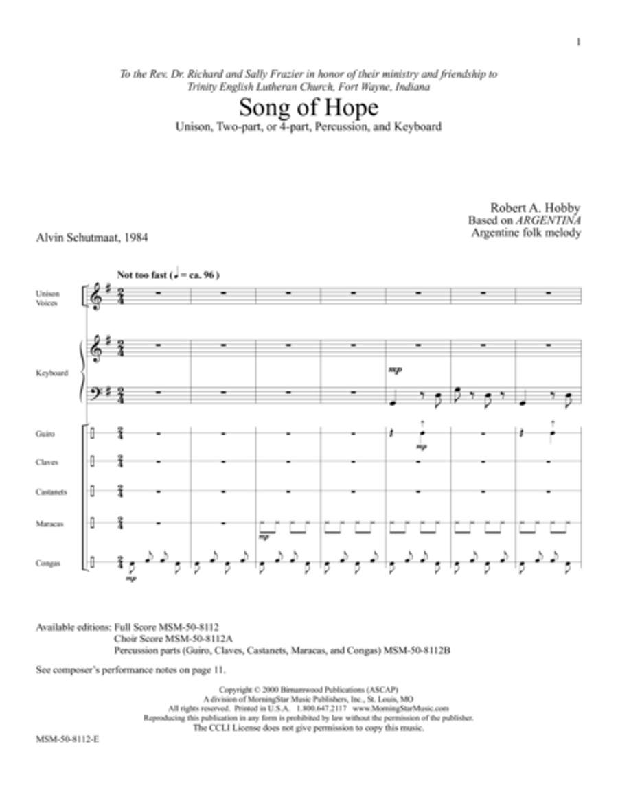 Song of Hope Choir scores gallery preview page 1