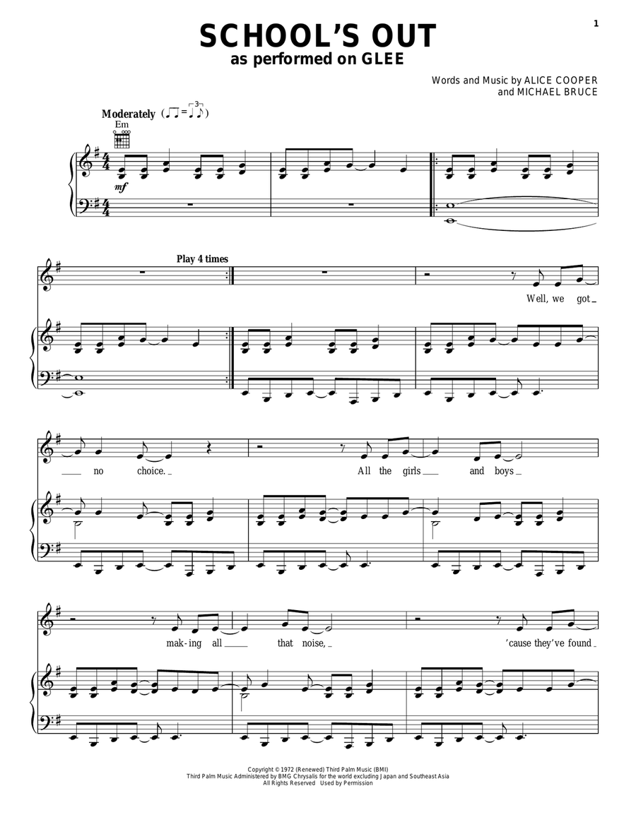 School's Out Piano, Vocal, Guitar scores gallery preview page 1