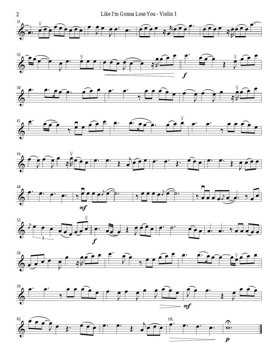 Like I'm Gonna Lose You Like I'm Gonna Lose You String Quartet scores gallery preview page 2