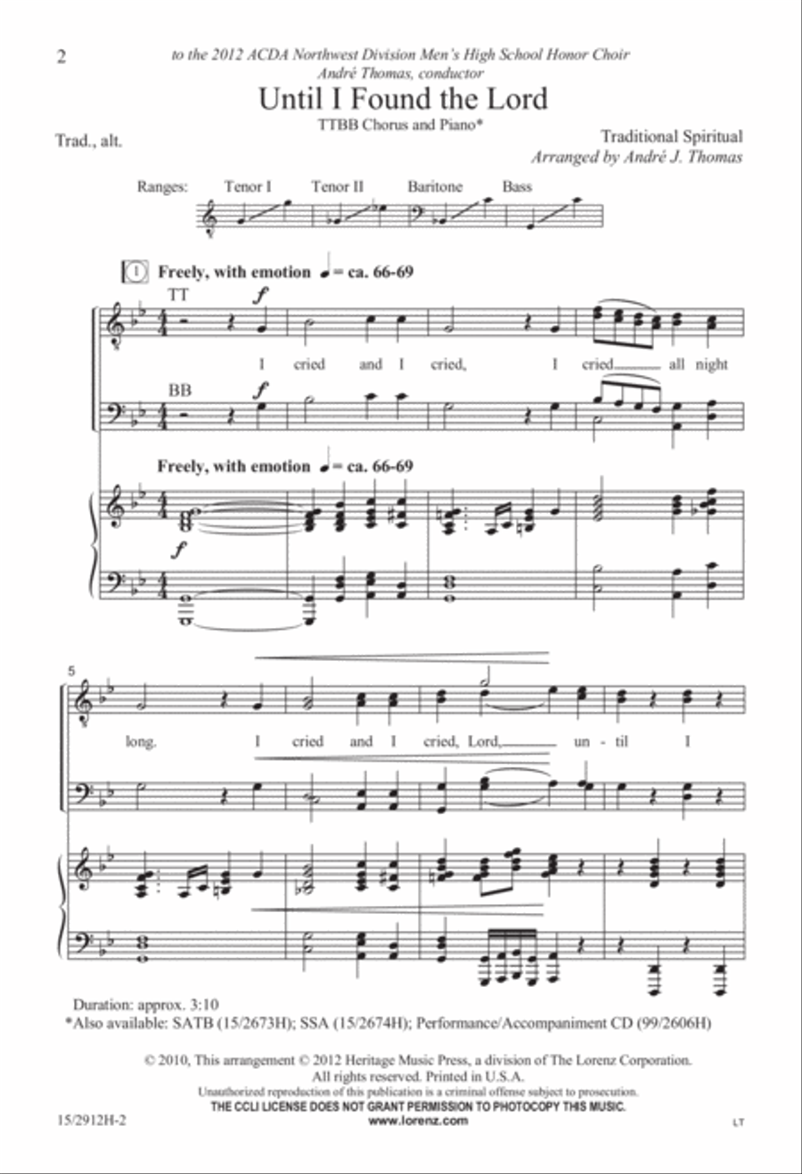 Until I Found the Lord Until I Found the Lord TTBB scores gallery preview page 3