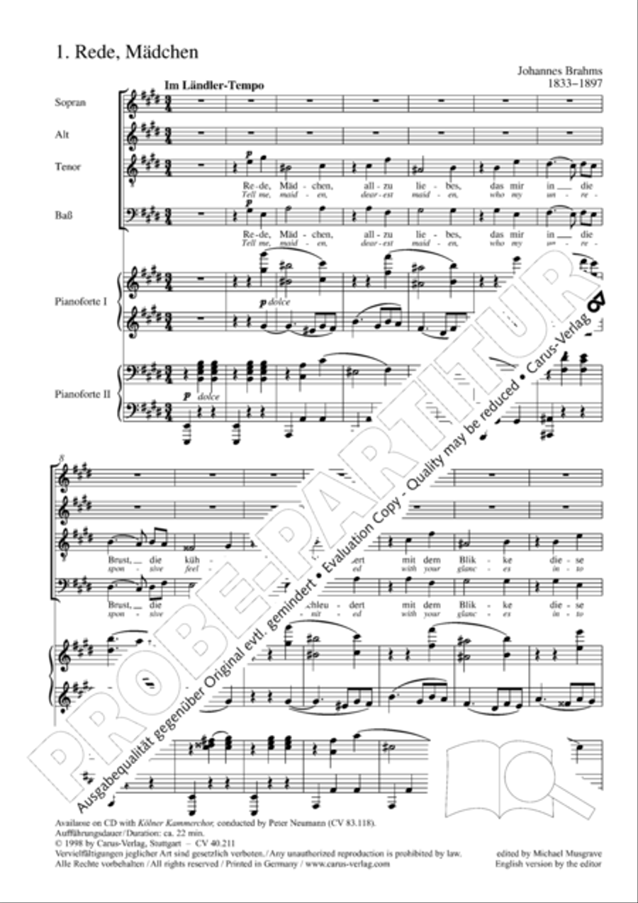 Liebeslieder-Walzer, Op. 52 Choir scores gallery preview page 9