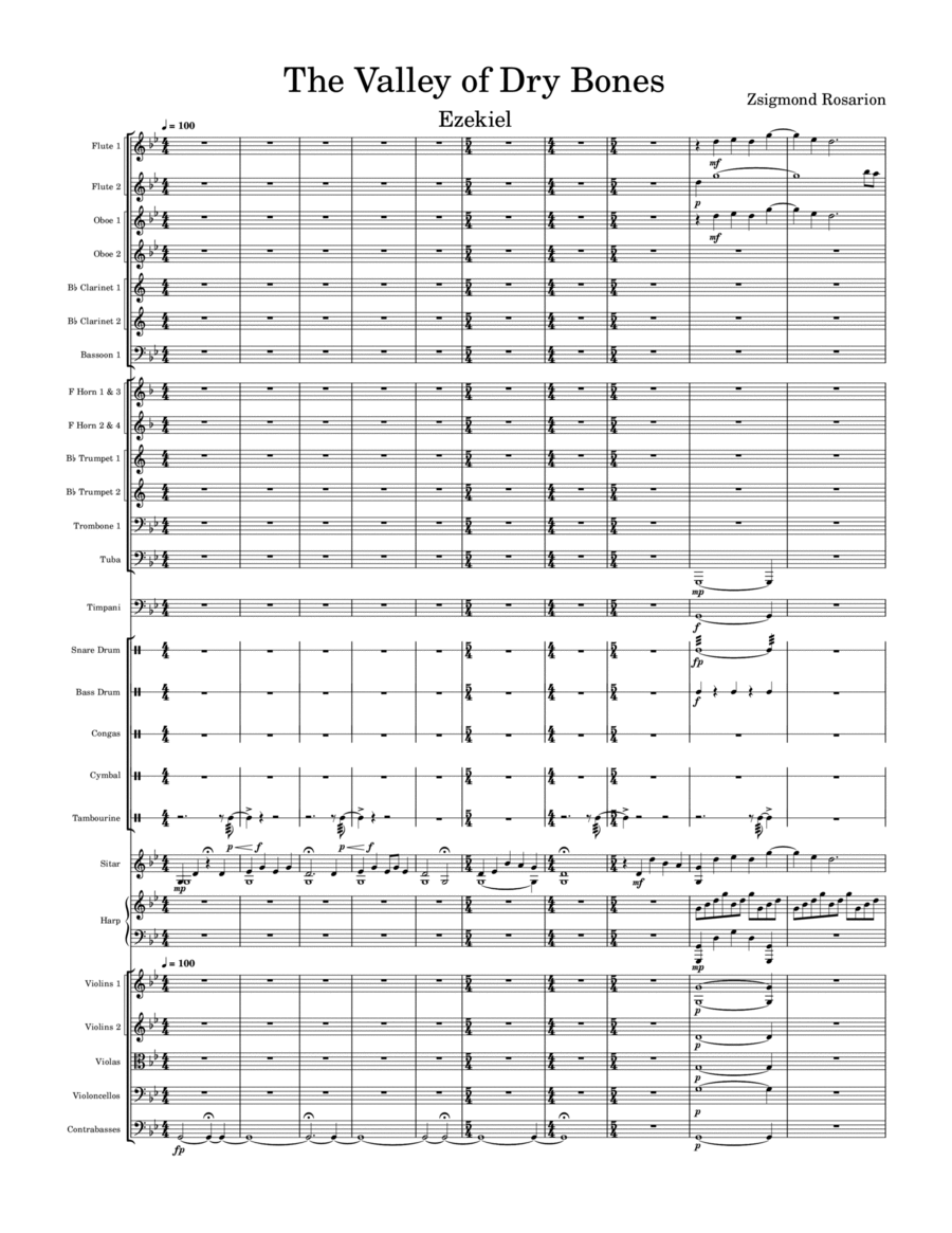 The Valley of the Dry Bones Full Orchestra scores gallery preview page 1