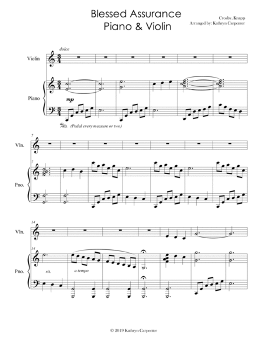 Blessed Assurance (Piano & Violin) Violin Solo scores gallery preview page 2