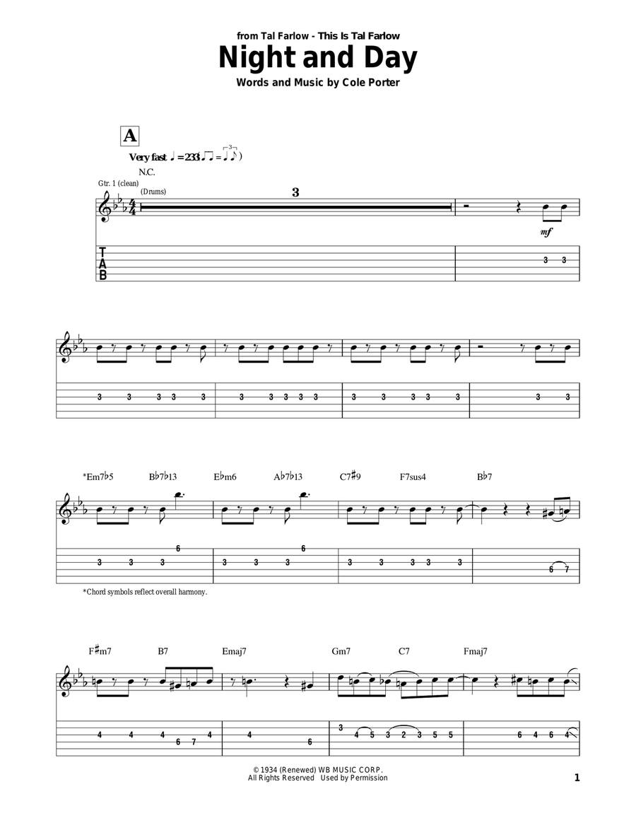 Night And Day Electric Guitar scores gallery preview page 1