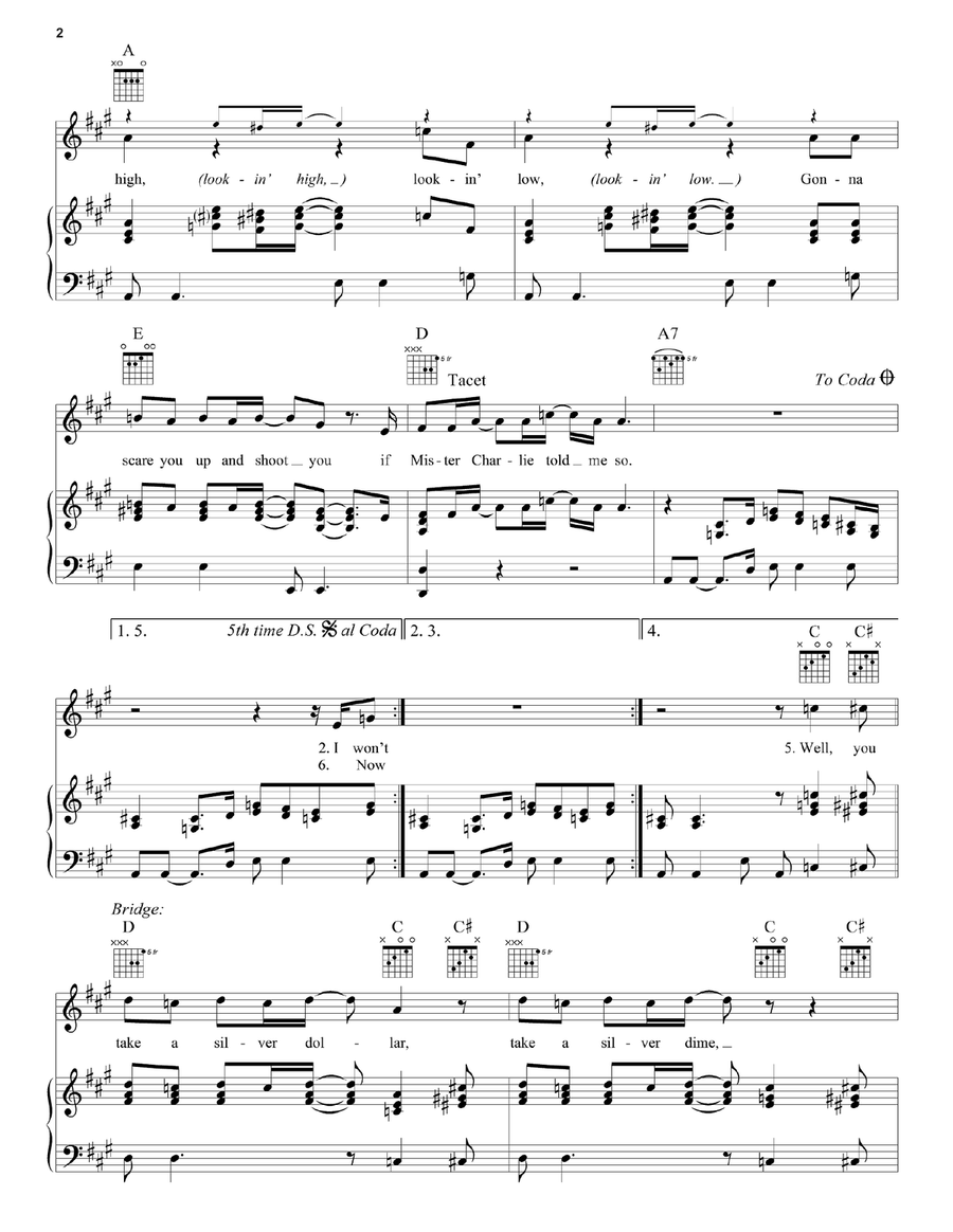 Mr. Charlie Piano, Vocal, Guitar scores gallery preview page 2