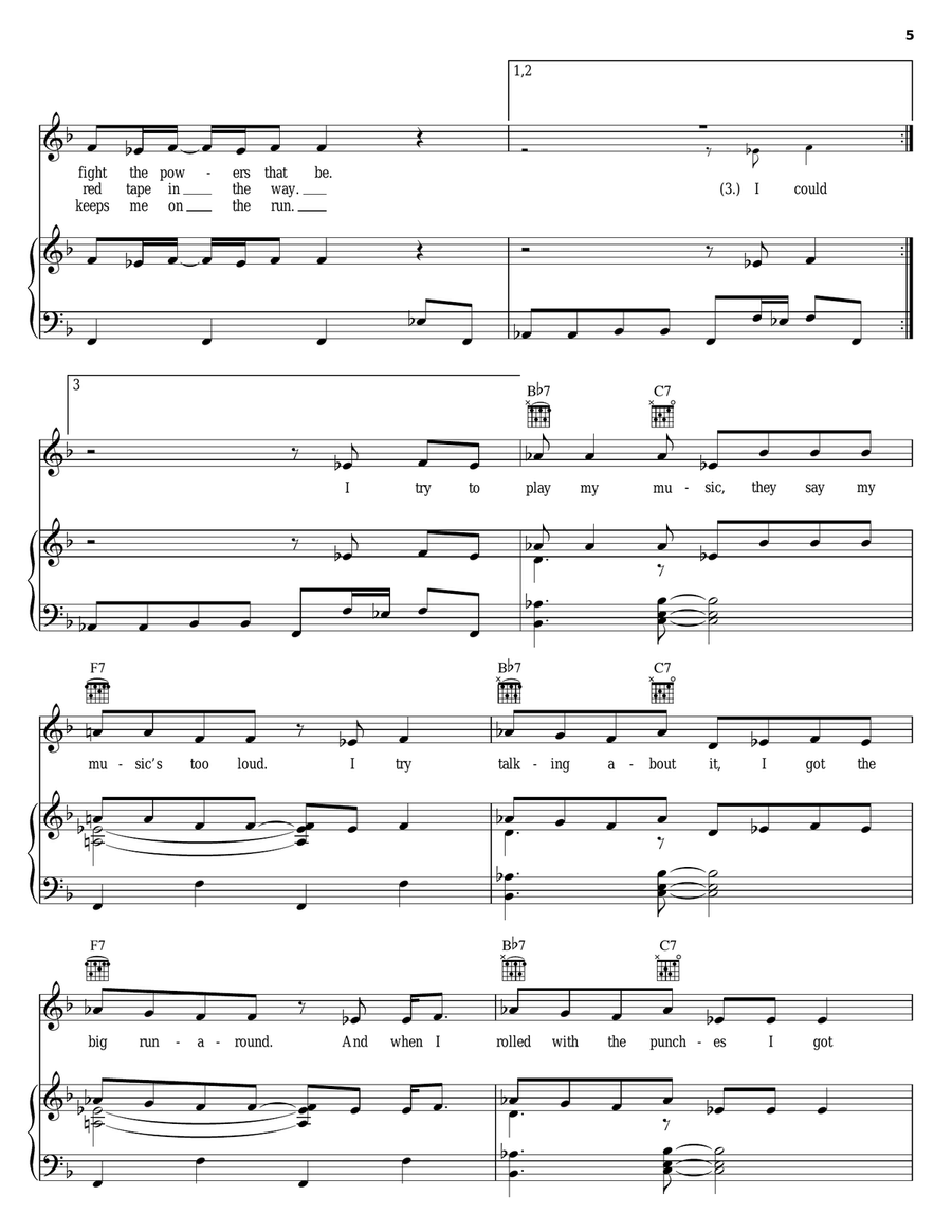 Fight The Power 'Part 1' Piano, Vocal, Guitar scores gallery preview page 5