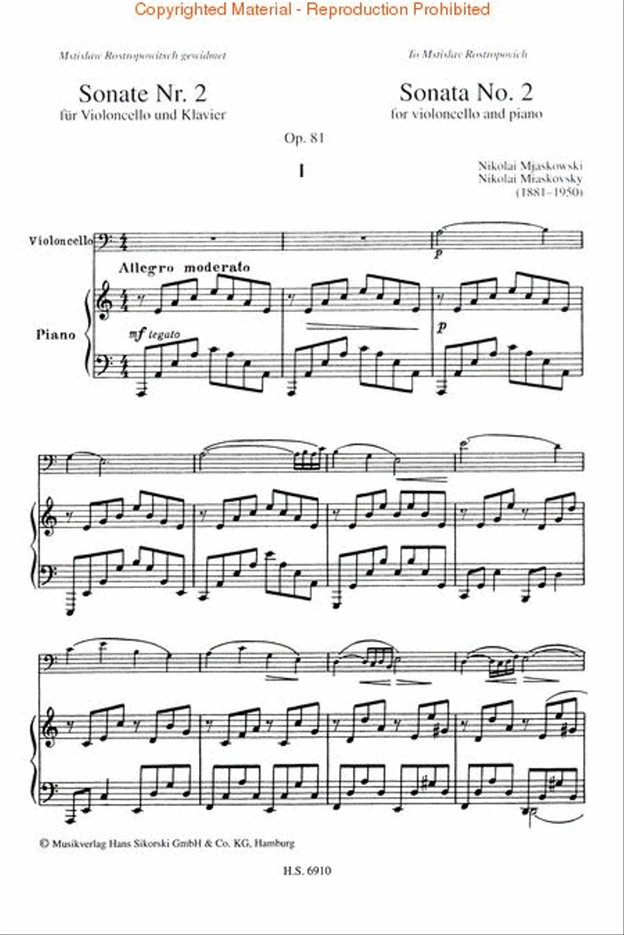 Miaskovsky – Sonata No. 2, Op. 81 Cello scores gallery preview page 2