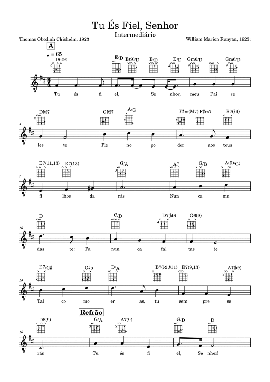 Tu és Fiel, Senhor Tu és Fiel, Senhor Piano, Vocal, Guitar scores gallery preview page 1