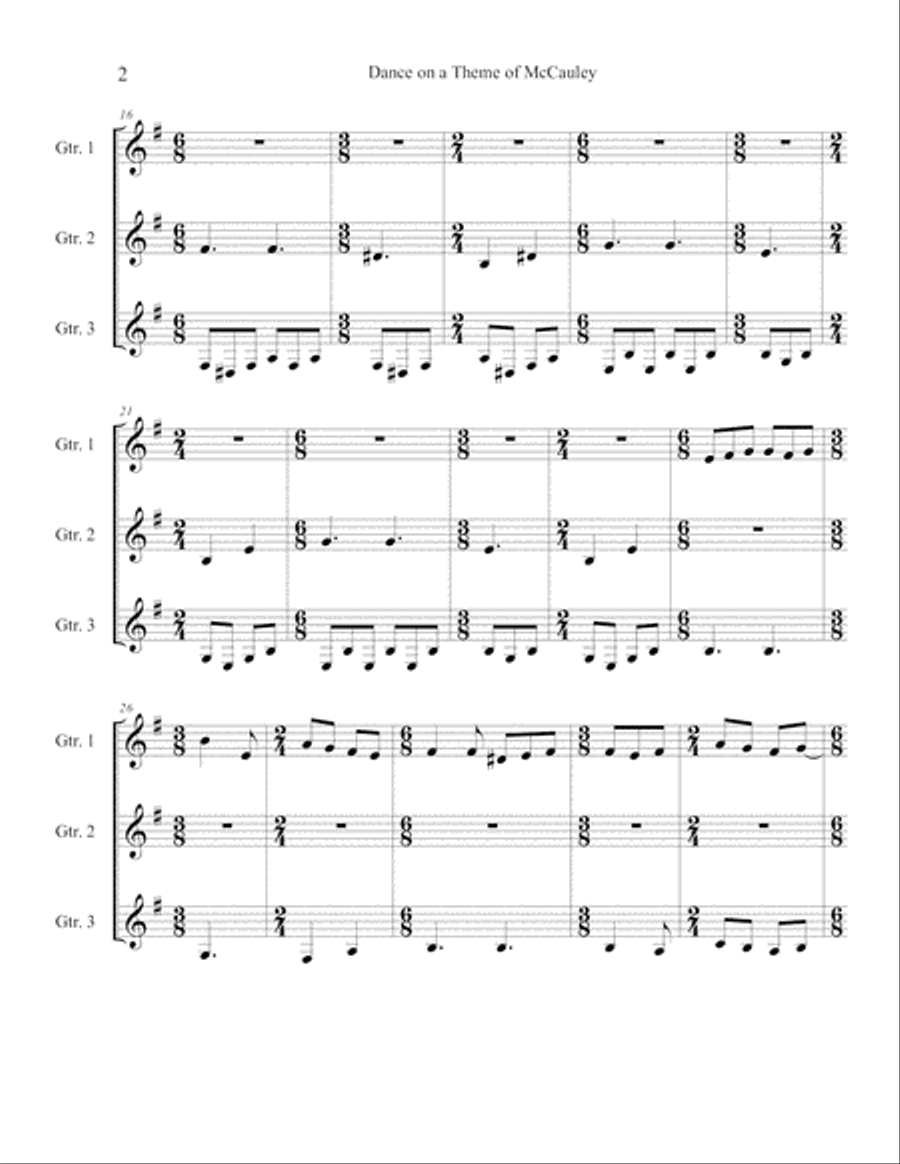 Dance on a Theme of McCauley (Guitar Trio) Guitar Ensemble scores gallery preview page 4