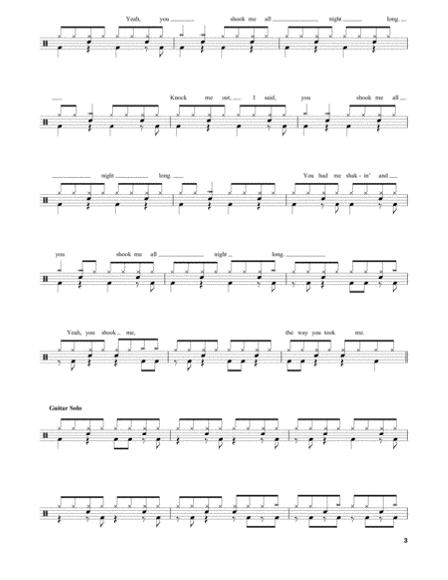 You Shook Me All Night Long Drum Set scores gallery preview page 3