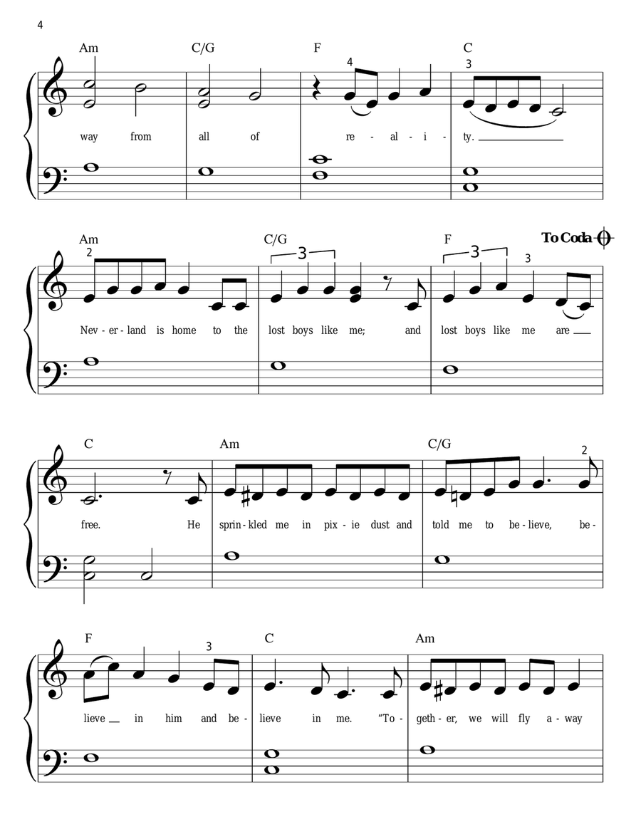Lost Boy Easy Piano scores gallery preview page 4