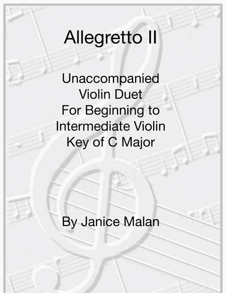 Allegretto II Violin Duet in the Key of C Major image number null