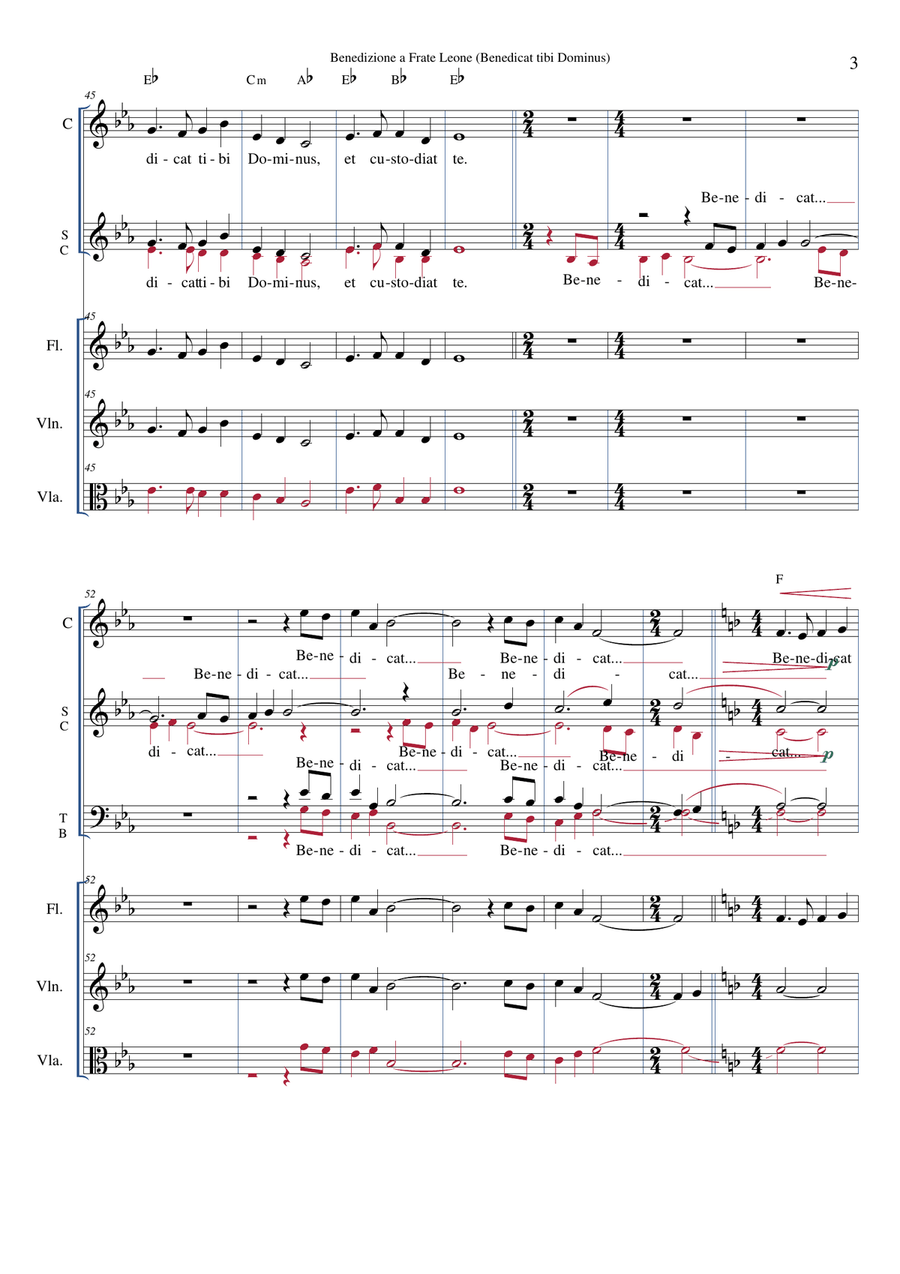 Benedizione a Frate Leone (Benedicat tibi Dominus) 4-Part scores gallery preview page 3