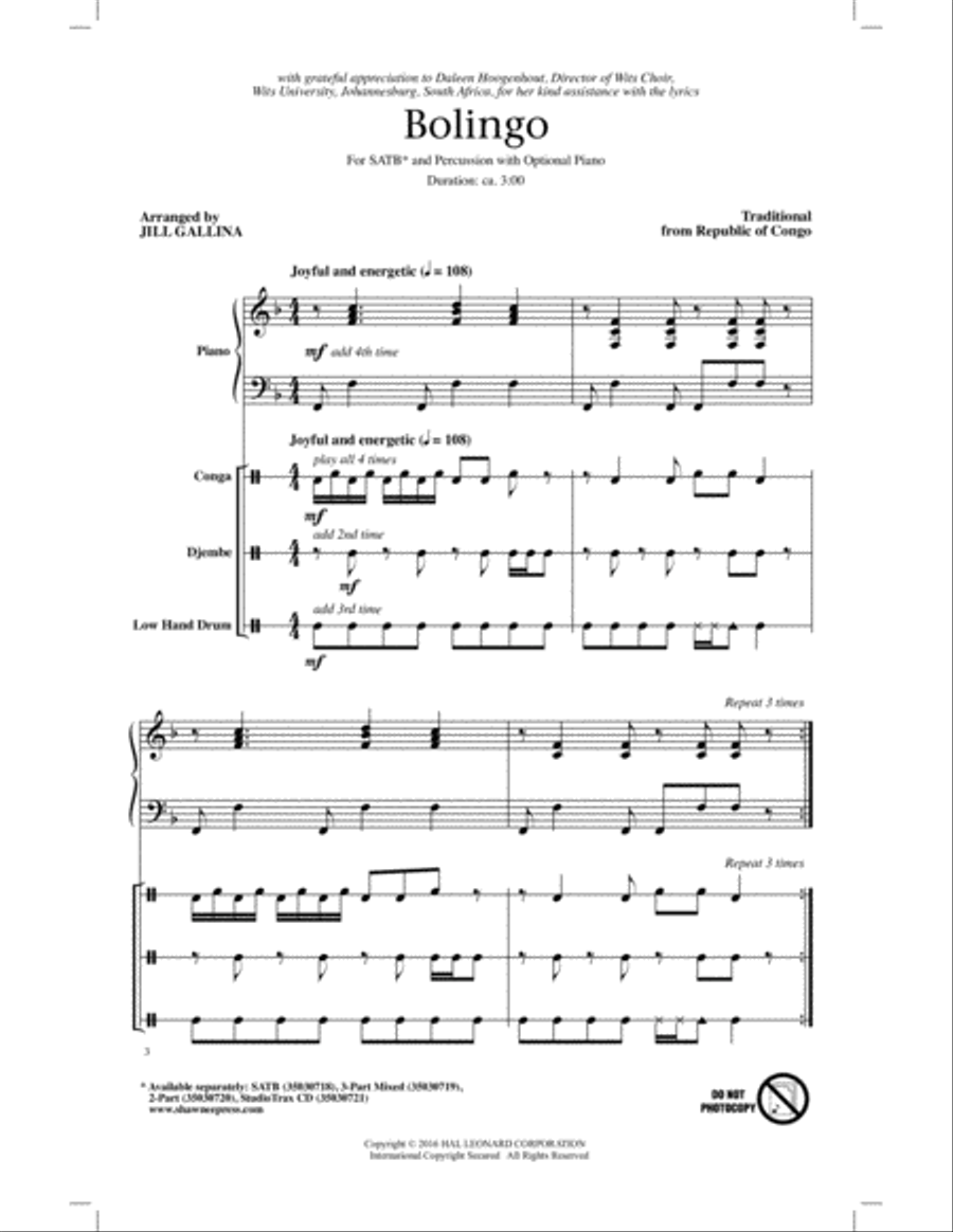 Bolingo 4-Part scores gallery preview page 1
