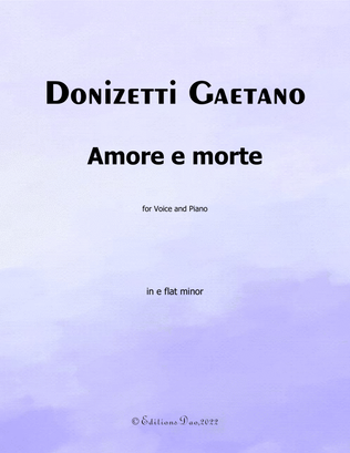 Book cover for Amore e morte, by Donizetti, in e flat minor