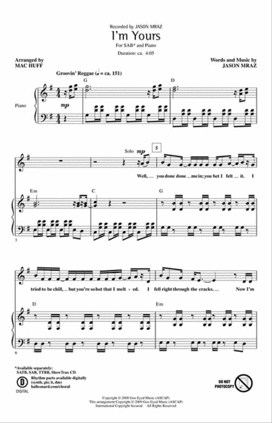 I'm Yours 3-Part scores gallery preview page 2