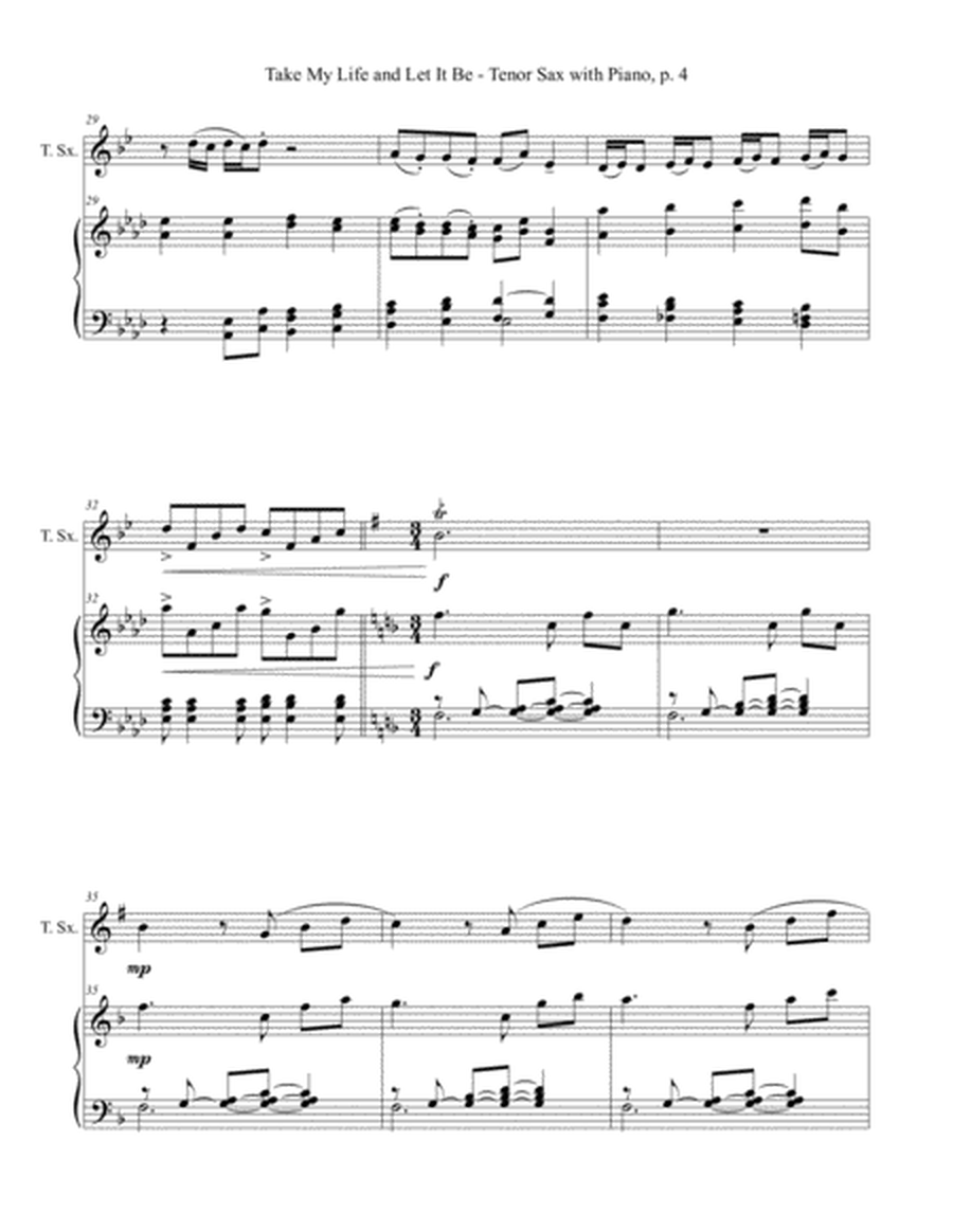 TAKE MY LIFE AND LET IT BE Hymn Sonata (for Tenor Sax and Piano with Score/Part) image number null