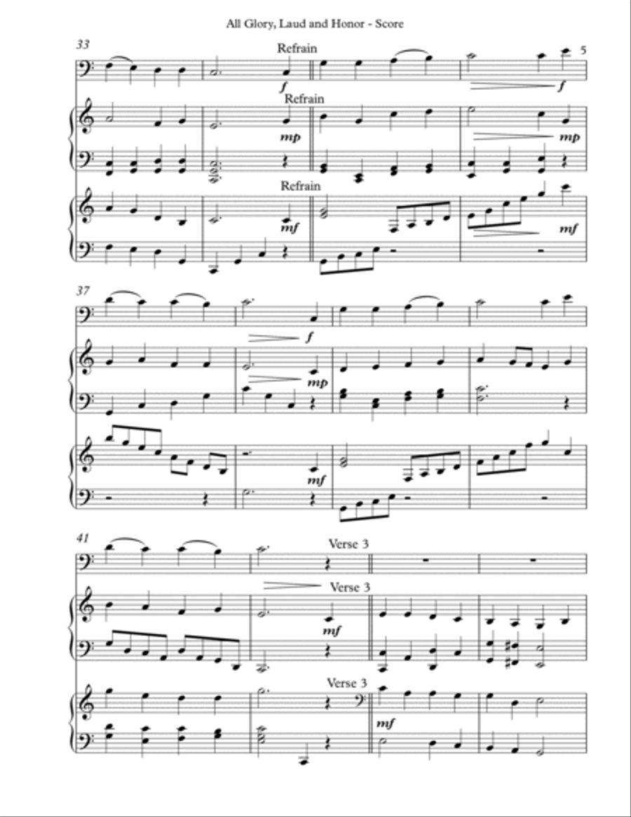 All Glory, Laud and Honor Trio for Cello, Harp and Piano Cello scores gallery preview page 5