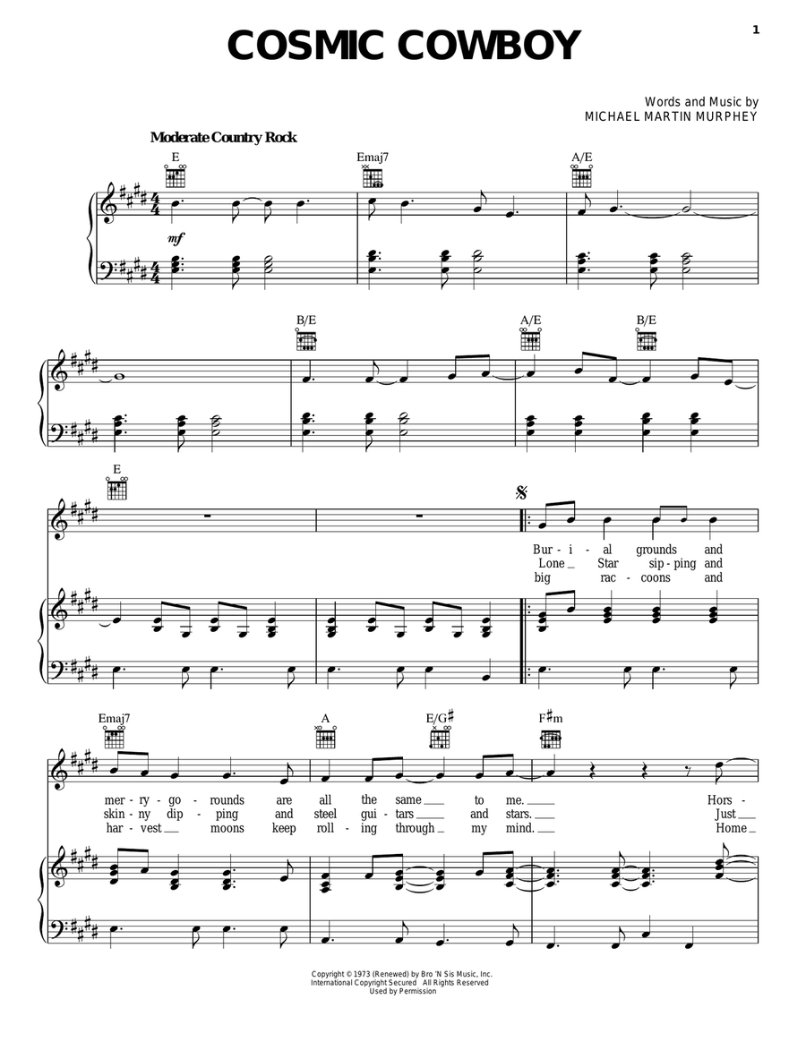 Cosmic Cowboy Cosmic Cowboy Guitar scores gallery preview page 1