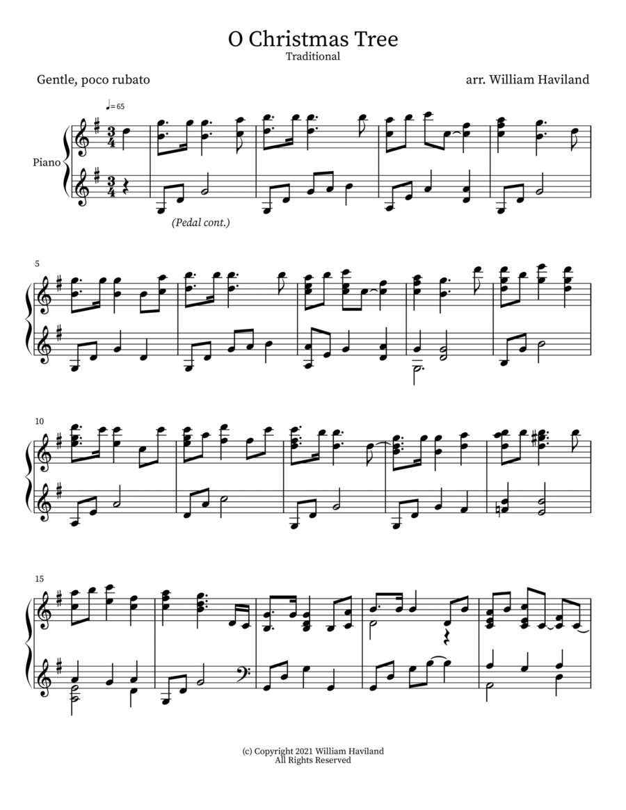 O Christmas Tree Piano Solo scores gallery preview page 1