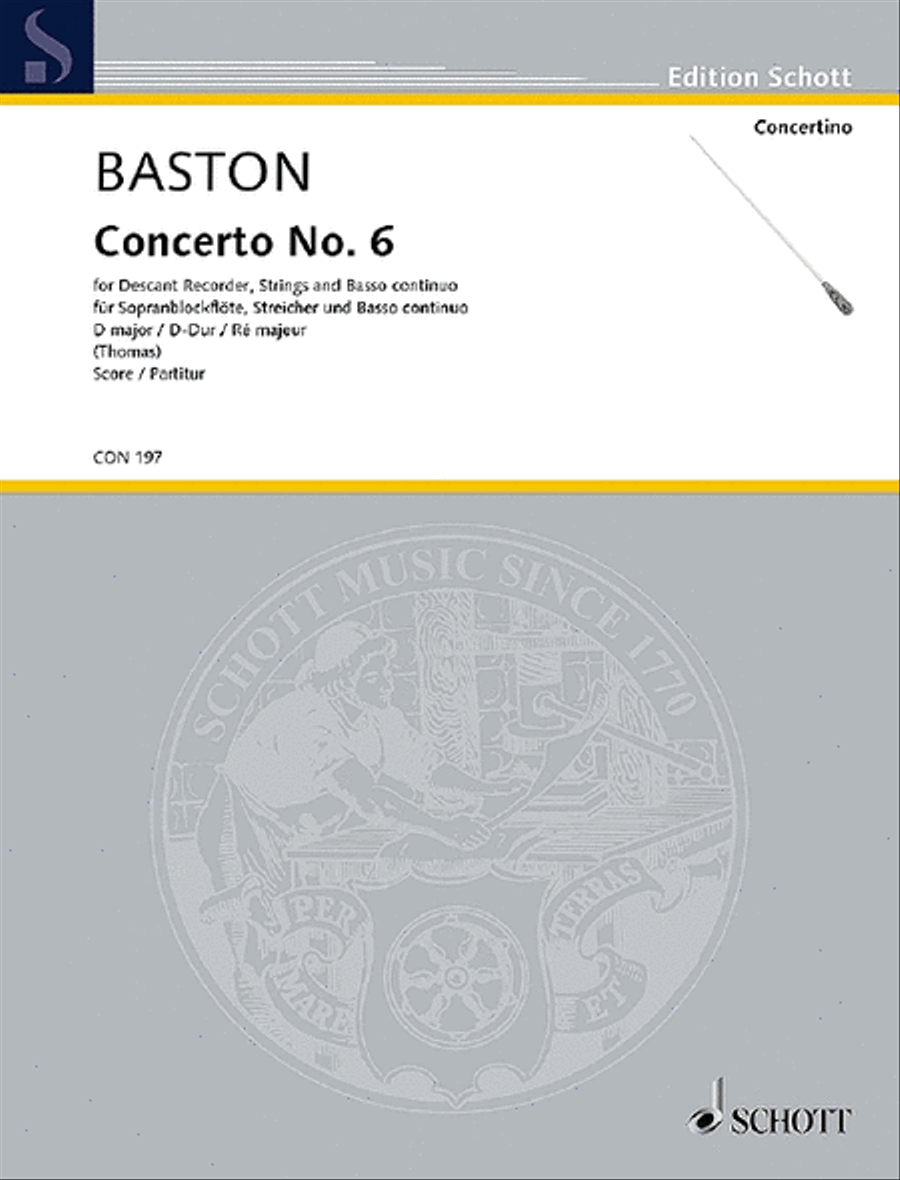 Concerto No. 6 D Major Concerto No. 6 D Major Soprano Recorder scores gallery preview page 1