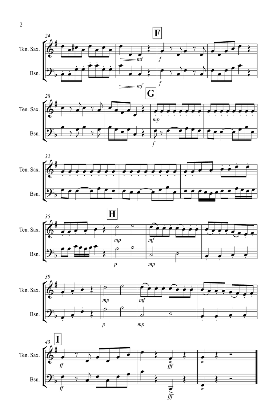 Eine Kleine (1st Movement) for Tenor Saxophone and Bassoon Duet Woodwind Duet scores gallery preview page 2