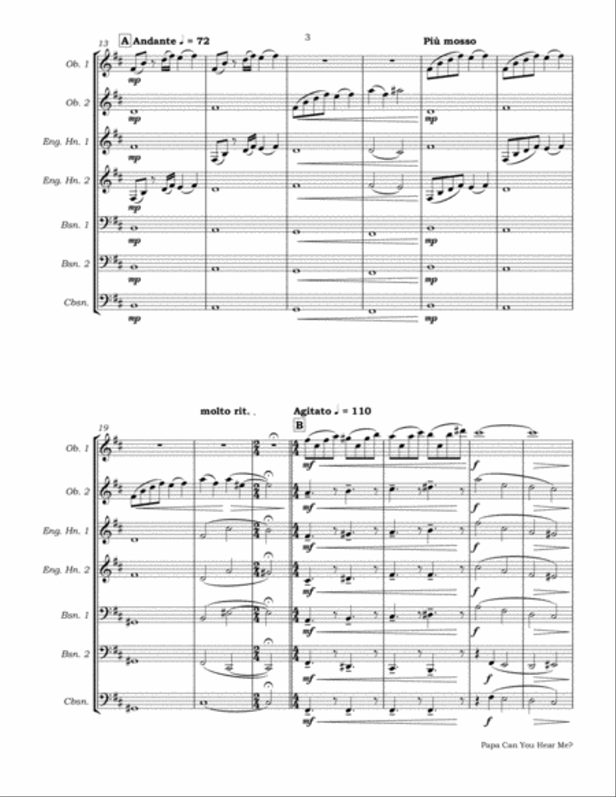 Papa, Can You Hear Me? Woodwind Ensemble scores gallery preview page 6