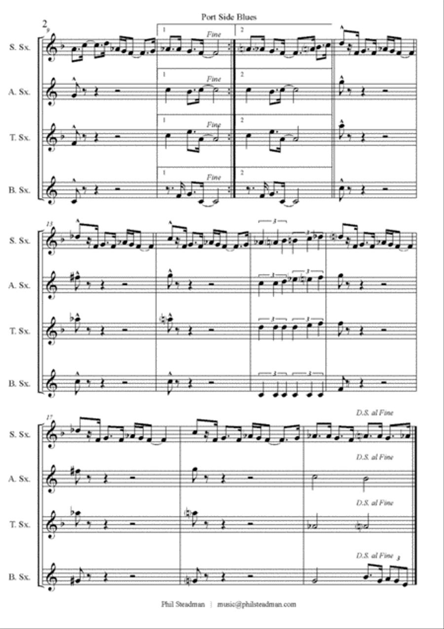 Cruisin' Suite No. 1 - A Suite of 5 short pieces for SATB Sax Quartet Saxophone Quartet scores gallery preview page 5