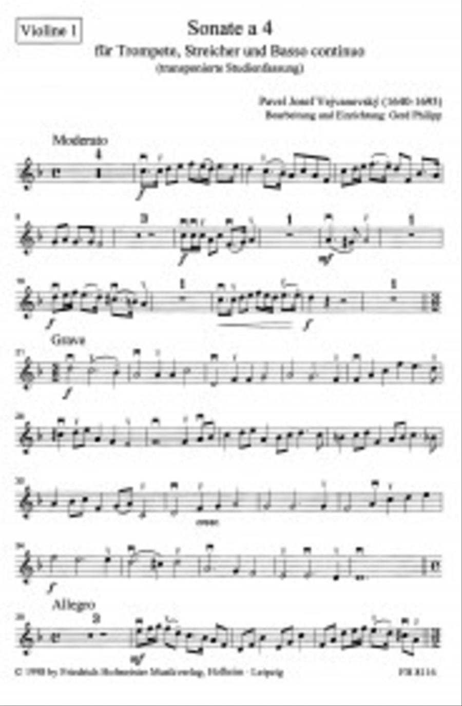 Sonata a 4 für Trompete, Streicher und. B.c./ Stimmen Trumpet scores gallery preview page 2