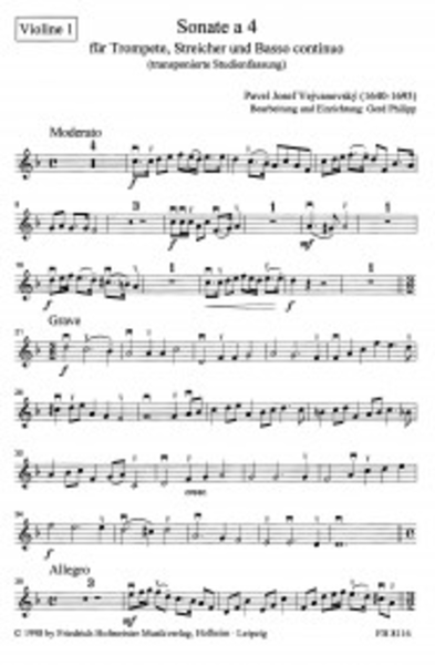 Sonata a 4 fur Trompete, Streicher und. B.c./ Stimmen