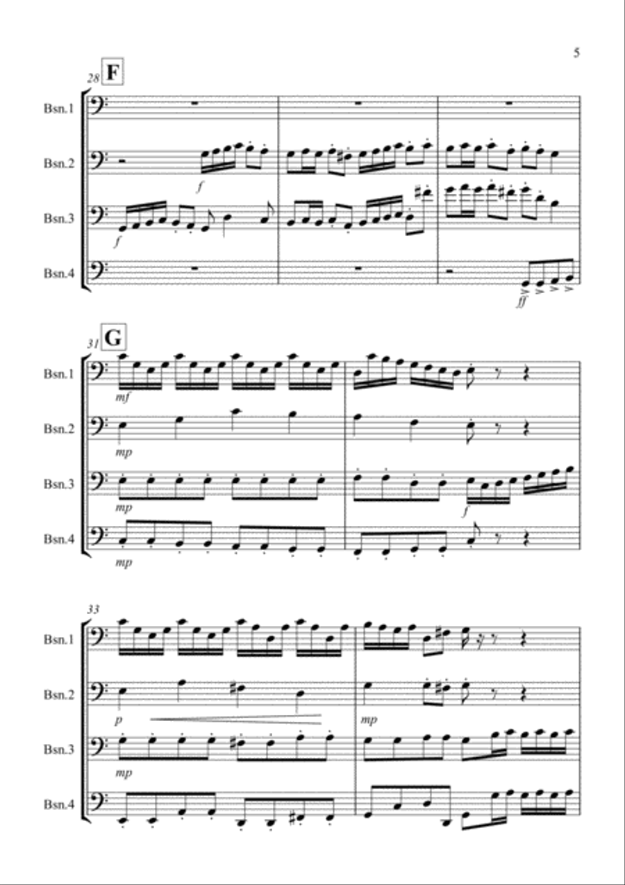 Arrival of the Queen of Sheba for Bassoon Quartet Bassoon Quartet scores gallery preview page 5