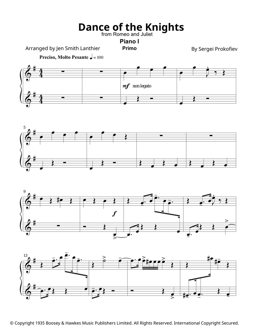 Dance of the Knights Piano Duet scores gallery preview page 3
