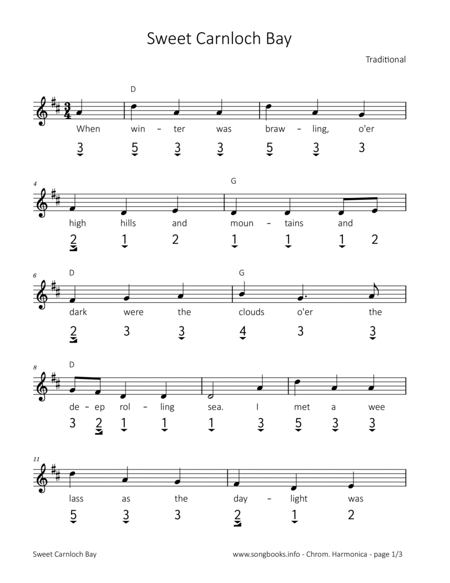 Sweet Carnloch Bay Harmonica scores gallery preview page 1