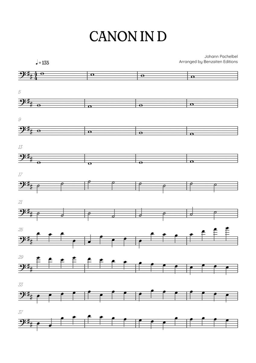 Pachelbel Canon in D • cello sheet music  image number null
